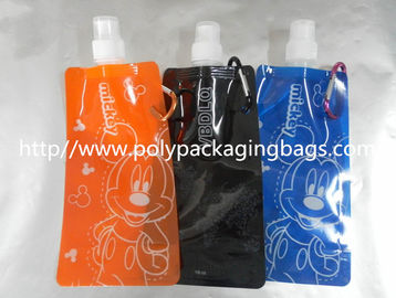 オレンジ/青のプラスチック ウォーター バッグは口の包装を用いる袋を立てます