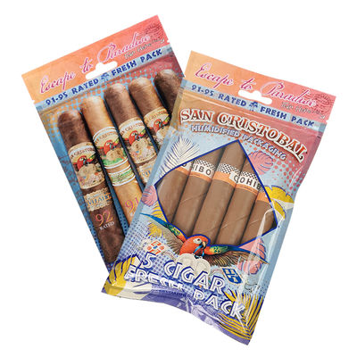 カスタムグラビア印刷 加湿シガーバッグ ジップロック式湿度シガーバッグ 5本シガー シンプルパック クリアウィンドウ付き プラスチック包装