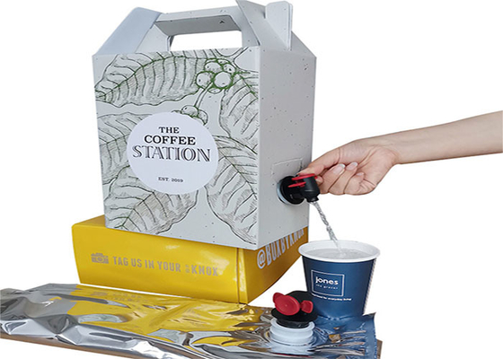 OEMの1L/2L/3Lコーヒー ジュースのワインのハンドルおよび栓が付いている箱ディスペンサーの液体の胸当て袋