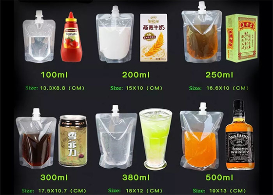 食品等級の立場のプラスチック飲み物のワインのミルク ジュースの飲料のための液体の口の袋