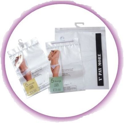 ハンガー/人の下着/衣服のためのホックが付いている証拠の多袋におよびジッパー ロック水をまいて下さい