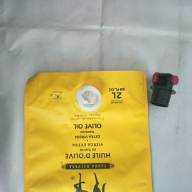 3リットルは印刷されて立てるジュース/オイル/ワインのための口/栓が付いている袋を黄色になる