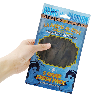カスタムロゴジップロックマイラーフォイルシガー包装バッグ、家庭用品および葉巻用クリアプラスチックサイドガセット