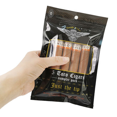 カスタムデザインの防湿フラットバッグ、印刷されたヒートシール可能なアルミ箔マイラー、タバコの葉巻用3面シール