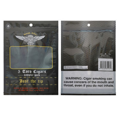 カスタムデザインの防湿フラットバッグ、印刷されたヒートシール可能なアルミ箔マイラー、タバコの葉巻用3面シール