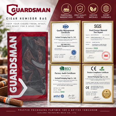 Large size cigar bags custom designed from food grade TPU and PE materials ideal for secure cigar packaging solutions