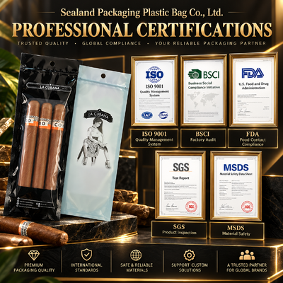 MOPP PE plastic cigar bags holds 5 to 20 cigars depending on size lightweight durable packaging designed for long term cigar storage